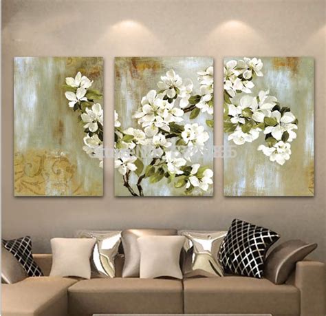 Hand Painted Abstract White Floral Picture Wall Flower Oil