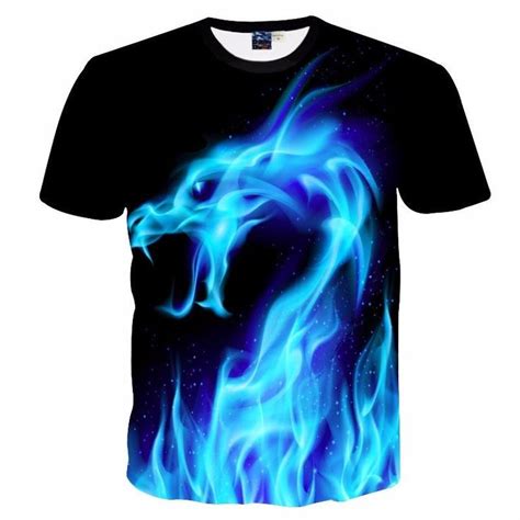 Blue Fire Dragon T Shirt Mens Tshirts 3d T Shirts Men Short Sleeve