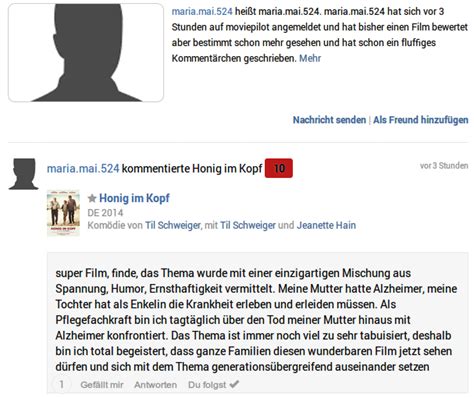 Dessen tochter tilde will sich nicht damit. Honig im Kopf: Vom Kampf und Manipulation von Bewertungen