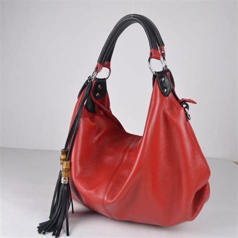 Black And Red Leather Handbag Red Mara Blak
