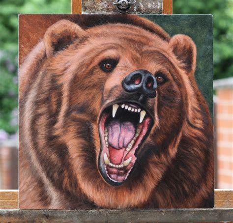 Grizzly Bear Original Oil Painting Wildlife Art Etsy