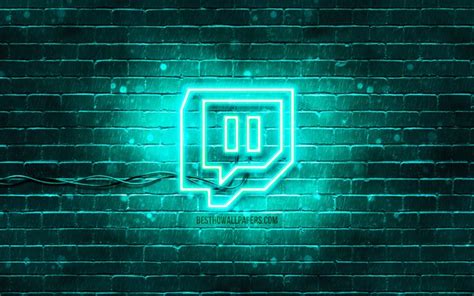 Descargar Fondos De Pantalla Logo Twitch Turquoise 4k Brickwall