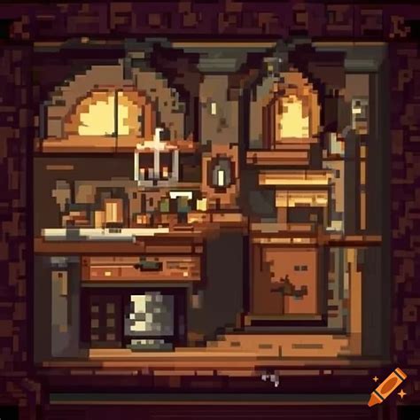 Pixel Art Of A Steampunk Medieval Kitchen On Craiyon
