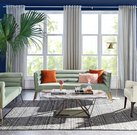 Divani Casa Bixby Modern Light Green Velvet And Gold Sofa
