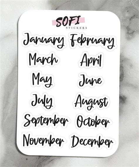 Months Stickers For Planners Etsy