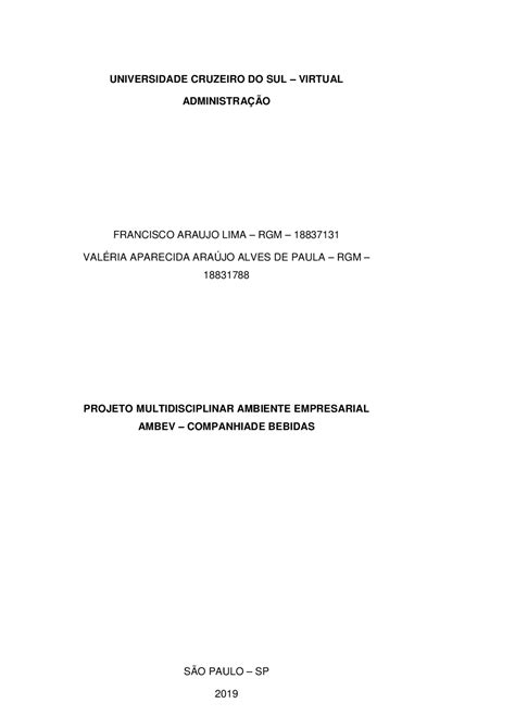 Projeto Multidisciplinar Manuais Projetos Pesquisas Administração Empresarial Docsity