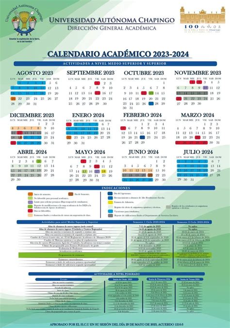 Calendario Académico 2023 2024 Universidad Autónoma Chapingo