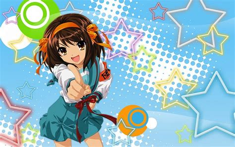Anime Anime Girls Uniforme Escolar Suzumiya Haruhi La Melancolía De Haruhi Suzumiya Fondo