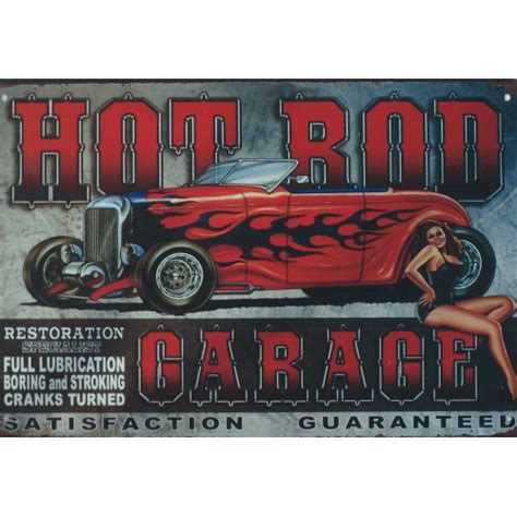Plaque Pin Up Hot Rod Garage