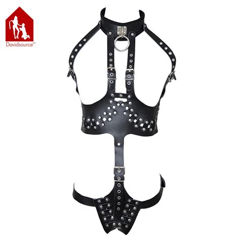Davidsource Leather Harness For Women Breast Holder Bodysuit Sex Queen Sexy Cloth Bondage