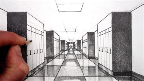 How To Draw 1 Point Perspective For Beginners A Hallway Draw 1 Point