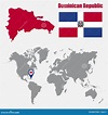 Mapa De La República Dominicana En Un Mapa Del Mundo Con El Indicador ...