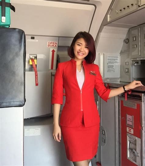 Airasia Malaysia Flight Attendant Fashion Sexy Flight Attendant Flight Attendant Uniform