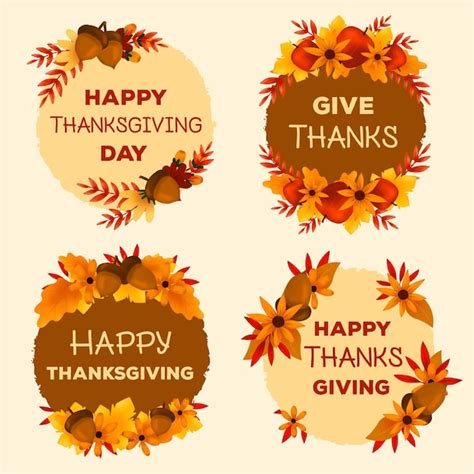Hand Drawn Thanksgiving Label Collection Vector Free Download