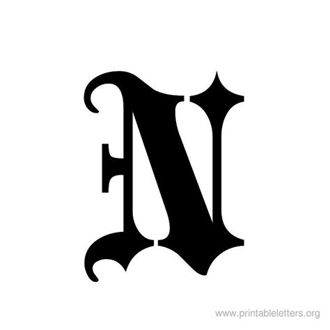 Printable Letter Old English N Tattoo Lettering Fonts Lettering