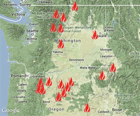 Wildfires Washington State Map Map Vector