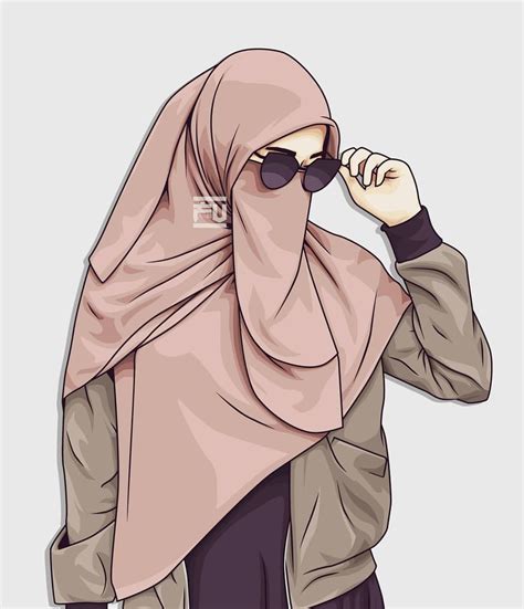 Vector Hijab Niqab Cadar Gambar Animasi Kartun Gambaran