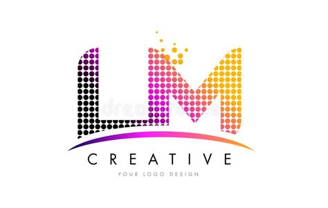 Lm L M Letter Logo Design With Magenta Dots And Swoosh Stock Vector