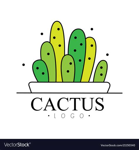 Cactus Logo Design Green Badge With Plants Vector Image