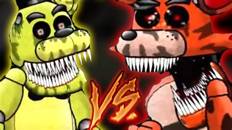 FOXY AND GOLDEN FREDDY KILL EACHOTHER Five Fights At Freddy S FNAF