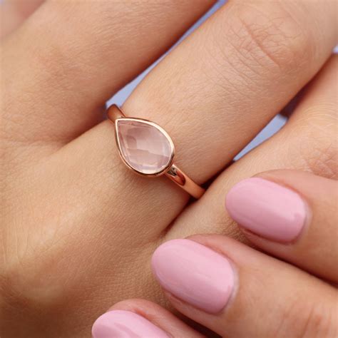 rose gold plated and semi precious rose quartz ring by hurleyburley
