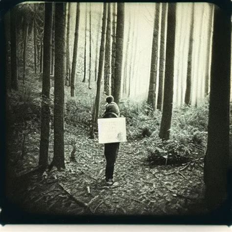 Person In The Woods Old Polaroid Photography Grainy Stable