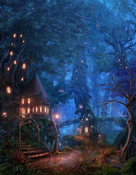 Tree House Forest By Realnam On Deviantart Fantasy Art Landscapes