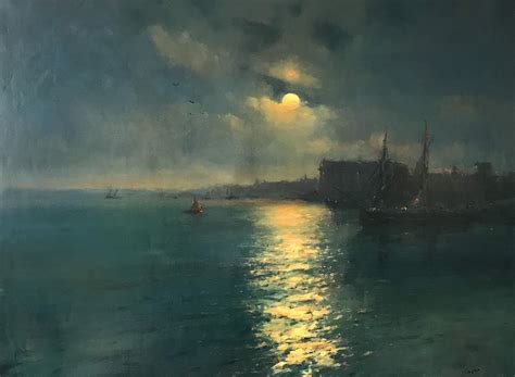 Moonlight Seascape Original Oil Painting Museum Quality One Of A