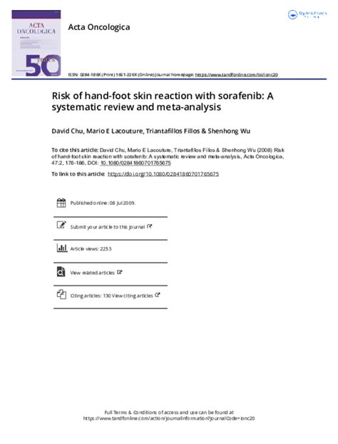 Pdf Risk Of Hand Foot Skin Reaction With Sorafenib A Systematic