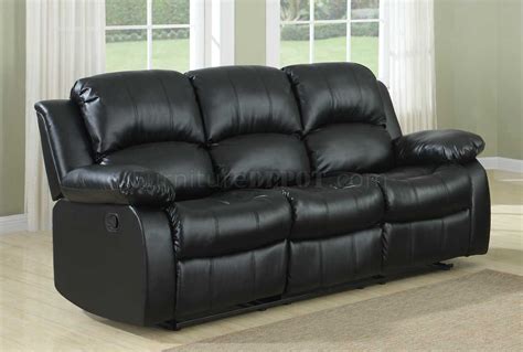 Cranley Motion Sofa 9700blk Black Bonded Leather Homelegance