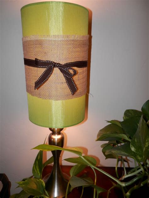 Wrapped A Piece Of Burlap And Ribbon Around A Lamp Shade Lamp Lamp Shade Table Lamp