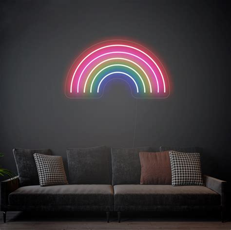Rainbow Led Neon Sign Interior Decor Room Decor Wall Etsy