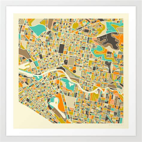 Melbourne Map Art Print By Jazzberry Blue Society6