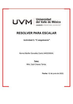 A3 Resolver Para Escalar Actividad 3 Competencia Materia Resolver