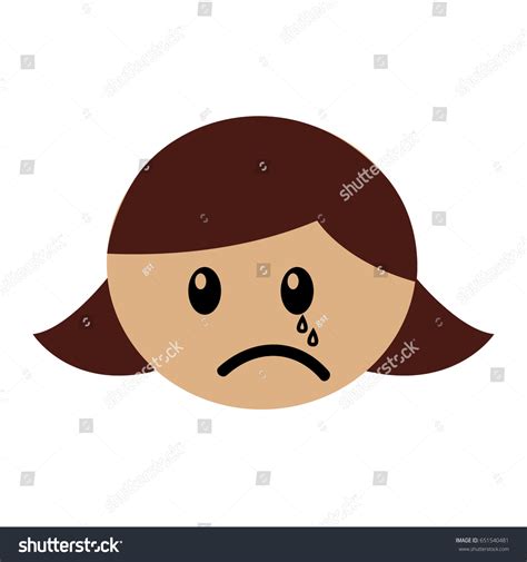 Head Girl Crying Expression Royalty Free Stock Vector 651540481