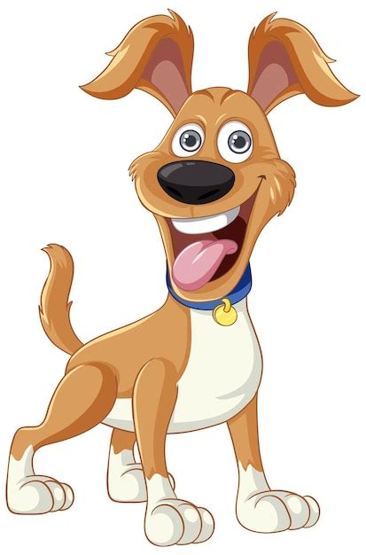 Premium Vector Smiling Cartoon Dog Cute And Excited With Wagging Tail