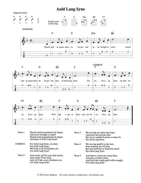 Become proficient in strumming, rhythm and chord changes on the ukulele, improving your skills while learning actual. Auld Lang Syne (Ukulele Sheet Music)