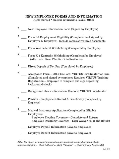 Fillable Online New Employee Forms Covdioorg Fax Email Print Pdffiller