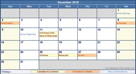 December 2018 Calendar Holidays Calendar End 2020 Calendar Printable