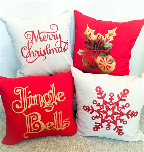 Diy Christmas Pillows With Cricut Glitter And Foil Iron On Christmas
