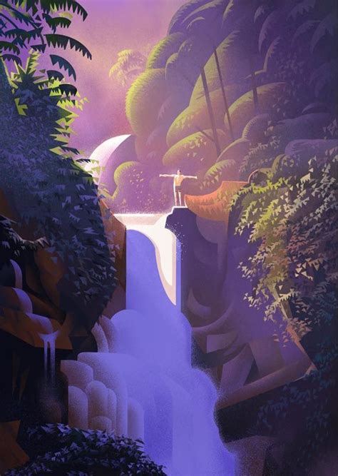 Waterfall Illustration Made With Procreate Environment Concept Art