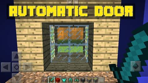 How To Make Automatic Door In Minecraft Pe Redstone And Piston Tutorial Youtube