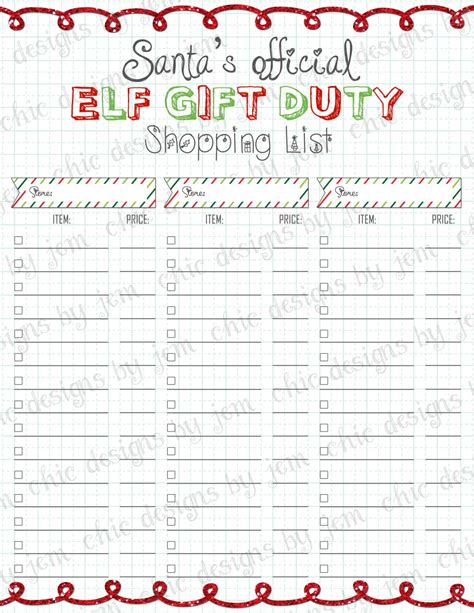 Christmas Shopping List Printable Christmas Planning List INSTANT DOWNLOAD Etsy