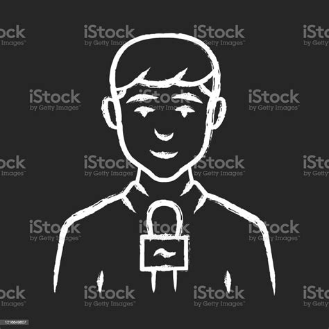 Reporter Man Chalk Icon Tv Presenter Interviewer With Microphone
