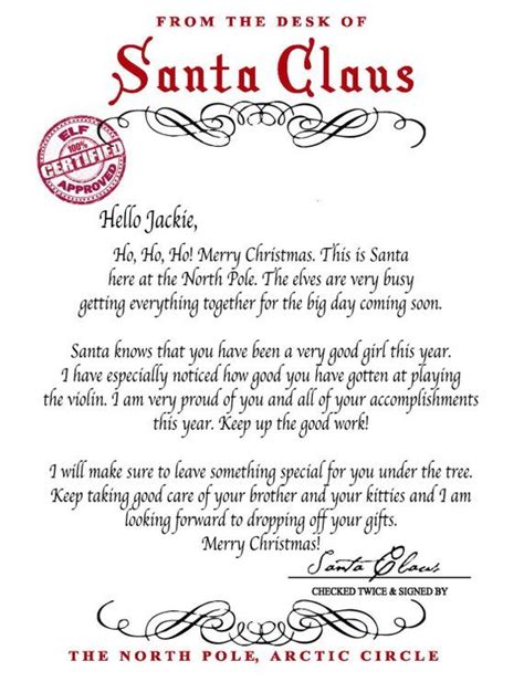 Letter From Santa Santa Claus Instant Download Printable Pdf With