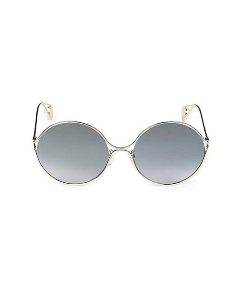 gucci 60mm round sunglasses in gold metallic lyst uk