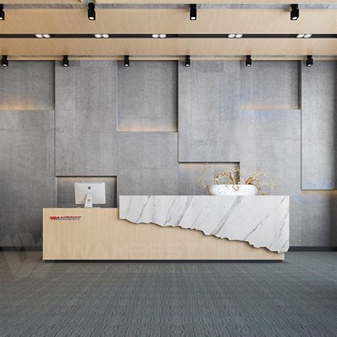 Hotel White Marble Modern Reception Desk Size Straight