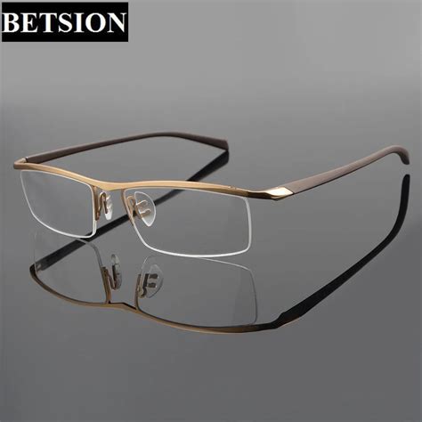 Designer Mens Pure Titanium Half Rimless Eyeglasses Frames Prescription