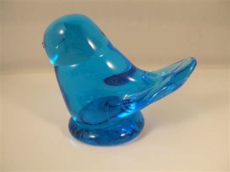 Vintage Glass Bird Blue Bird Of Happiness Made In Usa By Leo