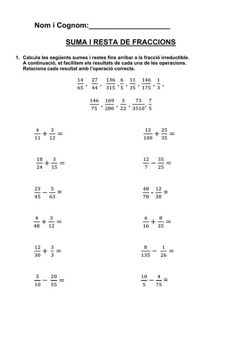 The Worksheet For Adding And Subming Fraction Numbers